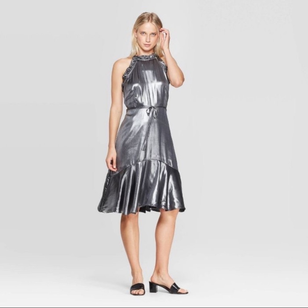 Silver halter dress